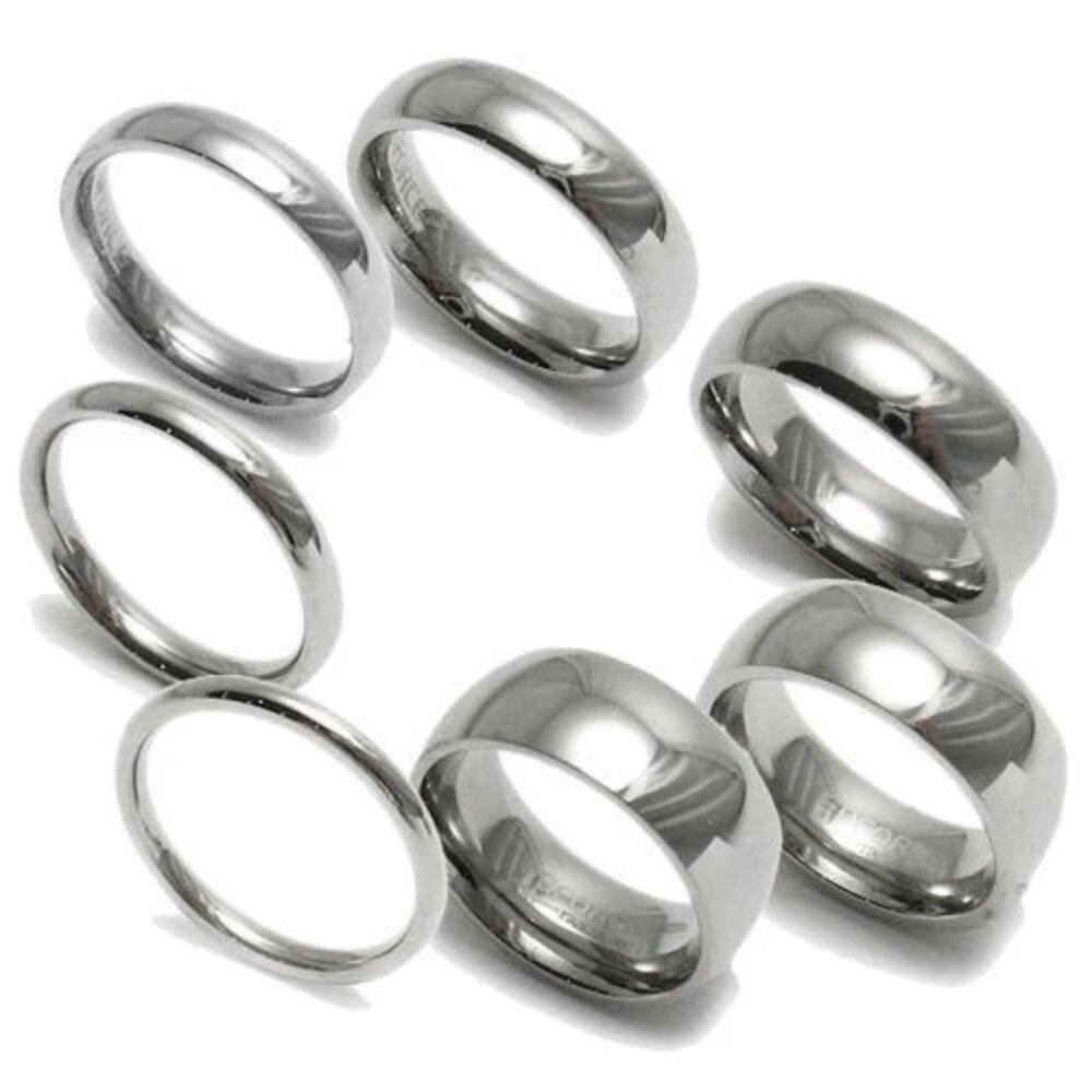 Unadorned Plain Mirror Polished Stainless Steel Wedding Band 3mm